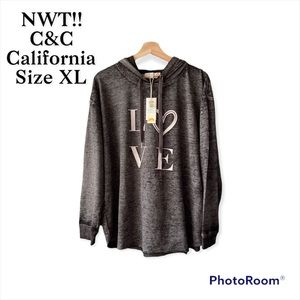 NWT!! C&C California| Ava Burn Wash Graphic Hoodie | Gray | Size XL